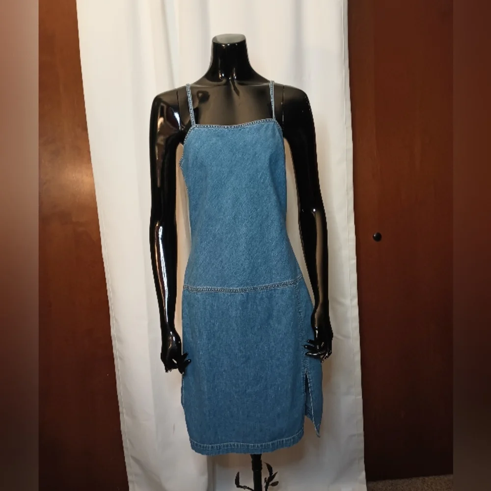Vintage Tommy Hilfiger Y2K Denim Tube Dress Size 6 Jean Slit Country Coquette - Picture 1 of 11